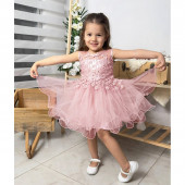 Детска официална рокля "Рени" в пастелно розово 2