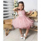 Детска официална рокля "Рени" в пастелно розово 3