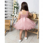 Детска официална рокля "Рени" в пастелно розово 4